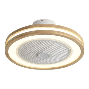 Wood Ceiling Fan with Lights, Remote Control, 19.6" Low Profile Light Fixture, Invisible Fan Blade, Round Ceiling Light Reversible Fan Light