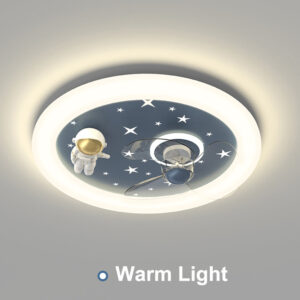 Astronaut Round Ceiling Fan with Lights and Remote Control, Unique LED Ceiling Fan, Adjustable Speed, Planet Reversible Fan Light