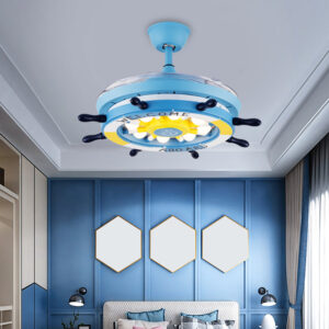 Nautical Ceiling Fan with Lights and Remote Control, LED Ceiling Fan Rudder Decoration, Reversible Fan Chandeliers