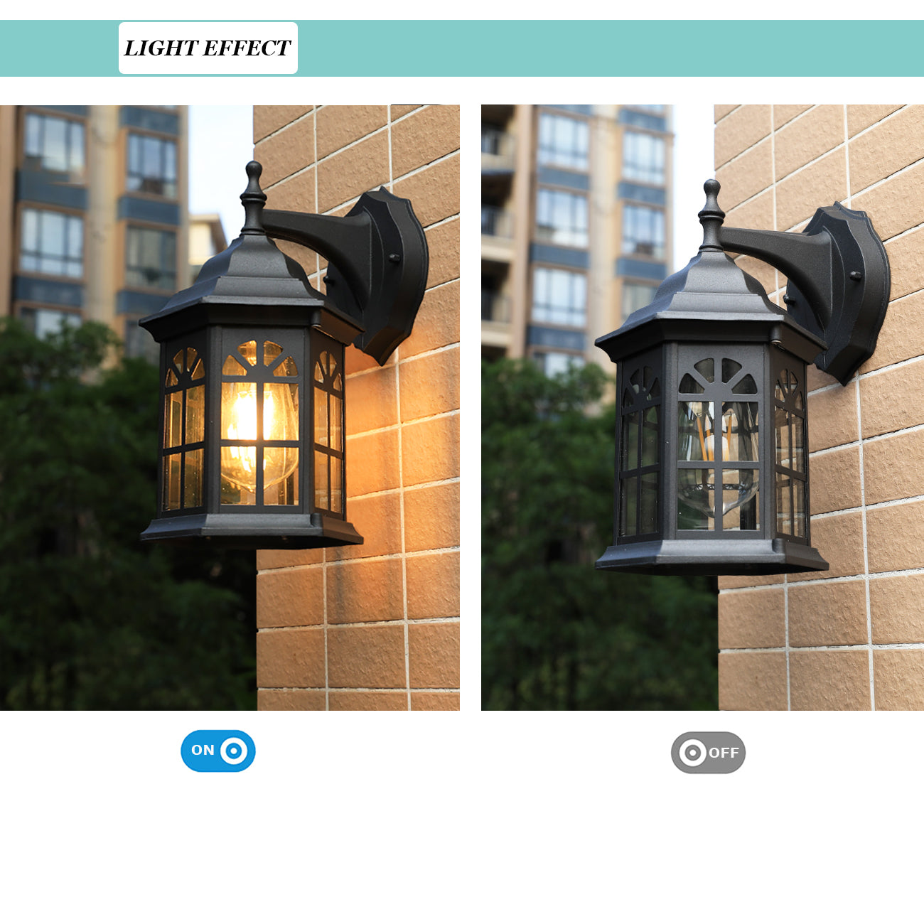 Outdoor Lantern Light - 1 Light Outdoor Wall Sconce with Glass Shade, Aluminum Body, Waterproof Porch Lantern, Garage Lamp - Image 6